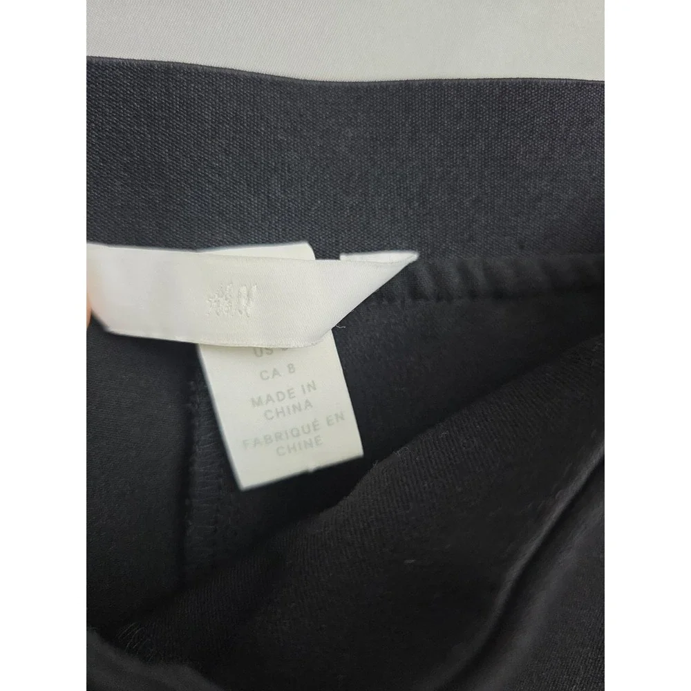 Hm Black Pants Pull On Size 8 Womens Elastic Waist Stripes
